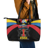 Antigua and Barbuda Independence Day Leather Tote Bag Baabyuuda 1 November 1981 - Wonder Print Shop