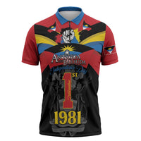 Antigua and Barbuda Independence Day Zipper Polo Shirt Baabyuuda 1 November 1981 - Wonder Print Shop