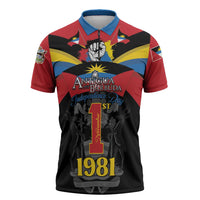 Antigua and Barbuda Independence Day Zipper Polo Shirt Baabyuuda 1 November 1981 - Wonder Print Shop