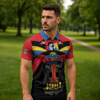 Antigua and Barbuda Independence Day Zipper Polo Shirt Baabyuuda 1 November 1981 - Wonder Print Shop