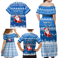 Custom Scotland Christmas Family Matching Off Shoulder Maxi Dress and Hawaiian Shirt Merry Christmas Santa Claus Gift - Wonder Print Shop