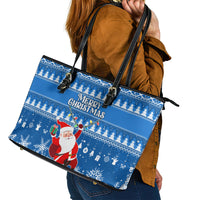Custom Scotland Christmas Leather Tote Bag Merry Christmas Santa Claus Gift - Wonder Print Shop