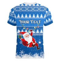 Custom Scotland Christmas Women V Neck T Shirt Merry Christmas Santa Claus Gift - Wonder Print Shop
