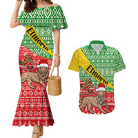 Ethiopia Christmas Couples Matching Mermaid Dress and Hawaiian Shirt Melkam Gena African Pattern - Wonder Print Shop