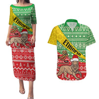 Ethiopia Christmas Couples Matching Puletasi Dress and Hawaiian Shirt Melkam Gena African Pattern - Wonder Print Shop