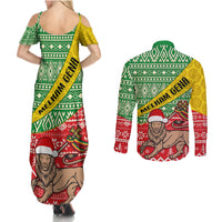 Ethiopia Christmas Couples Matching Summer Maxi Dress and Long Sleeve Button Shirt Melkam Gena African Pattern - Wonder Print Shop