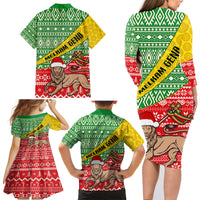 Ethiopia Christmas Family Matching Long Sleeve Bodycon Dress and Hawaiian Shirt Melkam Gena African Pattern - Wonder Print Shop