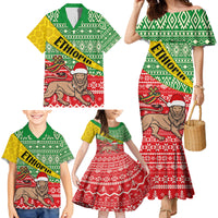 Ethiopia Christmas Family Matching Mermaid Dress and Hawaiian Shirt Melkam Gena African Pattern - Wonder Print Shop
