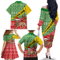 Ethiopia Christmas Family Matching Off Shoulder Long Sleeve Dress and Hawaiian Shirt Melkam Gena African Pattern - Wonder Print Shop