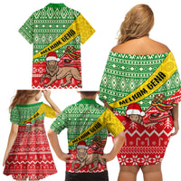 Ethiopia Christmas Family Matching Off Shoulder Short Dress and Hawaiian Shirt Melkam Gena African Pattern - Wonder Print Shop