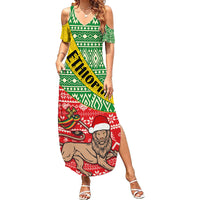 Ethiopia Christmas Family Matching Summer Maxi Dress and Hawaiian Shirt Melkam Gena African Pattern - Wonder Print Shop