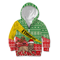 Ethiopia Christmas Kid Hoodie Melkam Gena African Pattern - Wonder Print Shop