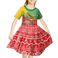 Ethiopia Christmas Kid Short Sleeve Dress Melkam Gena African Pattern - Wonder Print Shop