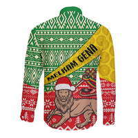 Ethiopia Christmas Long Sleeve Button Shirt Melkam Gena African Pattern - Wonder Print Shop