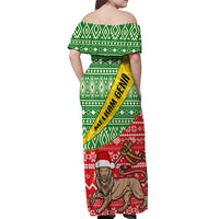 Ethiopia Christmas Off Shoulder Maxi Dress Melkam Gena African Pattern - Wonder Print Shop