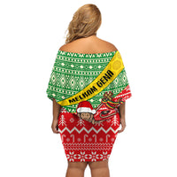 Ethiopia Christmas Off Shoulder Short Dress Melkam Gena African Pattern - Wonder Print Shop