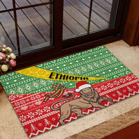 Ethiopia Christmas Rubber Doormat Melkam Gena African Pattern - Wonder Print Shop