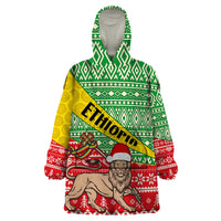 Ethiopia Christmas Wearable Blanket Hoodie Melkam Gena African Pattern - Wonder Print Shop
