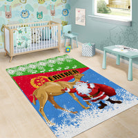 Custom Eritrea Christmas Area Rug Santa Claus With Dromedary Camel - Wonder Print Shop