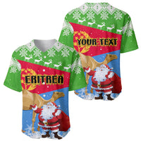 Custom Eritrea Christmas Baseball Jersey Santa Claus With Dromedary Camel - Wonder Print Shop