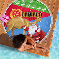 Custom Eritrea Christmas Beach Blanket Santa Claus With Dromedary Camel - Wonder Print Shop