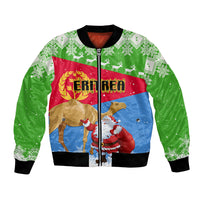 Custom Eritrea Christmas Bomber Jacket Santa Claus With Dromedary Camel - Wonder Print Shop