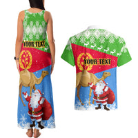 Custom Eritrea Christmas Couples Matching Tank Maxi Dress and Hawaiian Shirt Santa Claus With Dromedary Camel - Wonder Print Shop