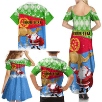 Custom Eritrea Christmas Family Matching Summer Maxi Dress and Hawaiian Shirt Santa Claus With Dromedary Camel - Wonder Print Shop