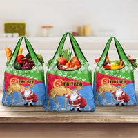 Custom Eritrea Christmas Grocery Bag Santa Claus With Dromedary Camel