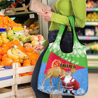 Custom Eritrea Christmas Grocery Bag Santa Claus With Dromedary Camel
