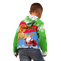 Custom Eritrea Christmas Kid Hoodie Santa Claus With Dromedary Camel - Wonder Print Shop