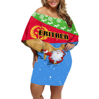 Custom Eritrea Christmas Off Shoulder Short Dress Santa Claus With Dromedary Camel - Wonder Print Shop