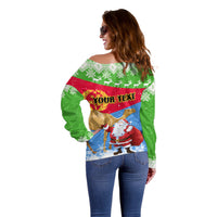 Custom Eritrea Christmas Off Shoulder Sweater Santa Claus With Dromedary Camel - Wonder Print Shop
