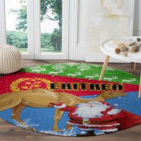custom-eritrea-christmas-round-carpet-santa-claus-with-dromedary-camel