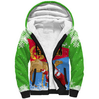 Custom Eritrea Christmas Sherpa Hoodie Santa Claus With Dromedary Camel - Wonder Print Shop