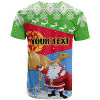 Custom Eritrea Christmas T Shirt Santa Claus With Dromedary Camel - Wonder Print Shop
