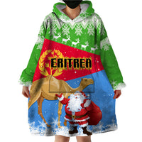Custom Eritrea Christmas Wearable Blanket Hoodie Santa Claus With Dromedary Camel - Wonder Print Shop