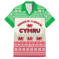 Custom Wales Christmas Family Matching Short Sleeve Bodycon Dress and Hawaiian Shirt Nadolig Llawen Welsh Dragon - Wonder Print Shop
