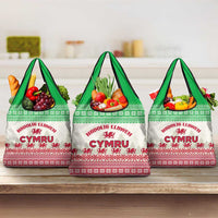 Custom Wales Christmas Grocery Bag Nadolig Llawen Welsh Dragon