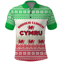 Custom Wales Christmas Polo Shirt Nadolig Llawen Welsh Dragon - Wonder Print Shop
