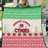 Custom Wales Christmas Quilt Nadolig Llawen Welsh Dragon - Wonder Print Shop