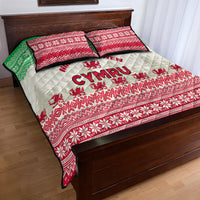 Custom Wales Christmas Quilt Bed Set Nadolig Llawen Welsh Dragon - Wonder Print Shop