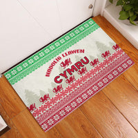 Custom Wales Christmas Rubber Doormat Nadolig Llawen Welsh Dragon - Wonder Print Shop