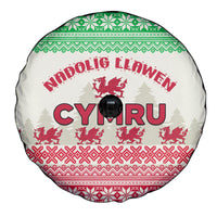 Custom Wales Christmas Spare Tire Cover Nadolig Llawen Welsh Dragon - Wonder Print Shop
