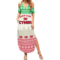 Custom Wales Christmas Summer Maxi Dress Nadolig Llawen Welsh Dragon - Wonder Print Shop