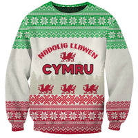 Custom Wales Christmas Sweatshirt Nadolig Llawen Welsh Dragon - Wonder Print Shop
