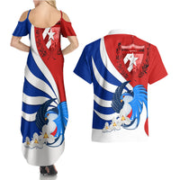 Cuba Liberation Day Couples Matching Summer Maxi Dress and Hawaiian Shirt Patria o Muerte Venceremos Tocororo With White Mariposa - Wonder Print Shop