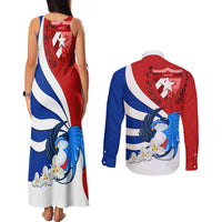 Cuba Liberation Day Couples Matching Tank Maxi Dress and Long Sleeve Button Shirt Patria o Muerte Venceremos Tocororo With White Mariposa - Wonder Print Shop