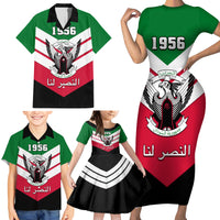 Sudan Independence Day Family Matching Short Sleeve Bodycon Dress and Hawaiian Shirt Sudanese Secretary Bird - Wonder Print Shop