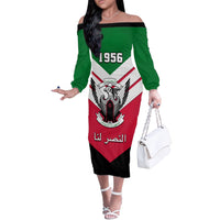Sudan Independence Day Off The Shoulder Long Sleeve Dress Sudanese Secretary Bird - Wonder Print Shop